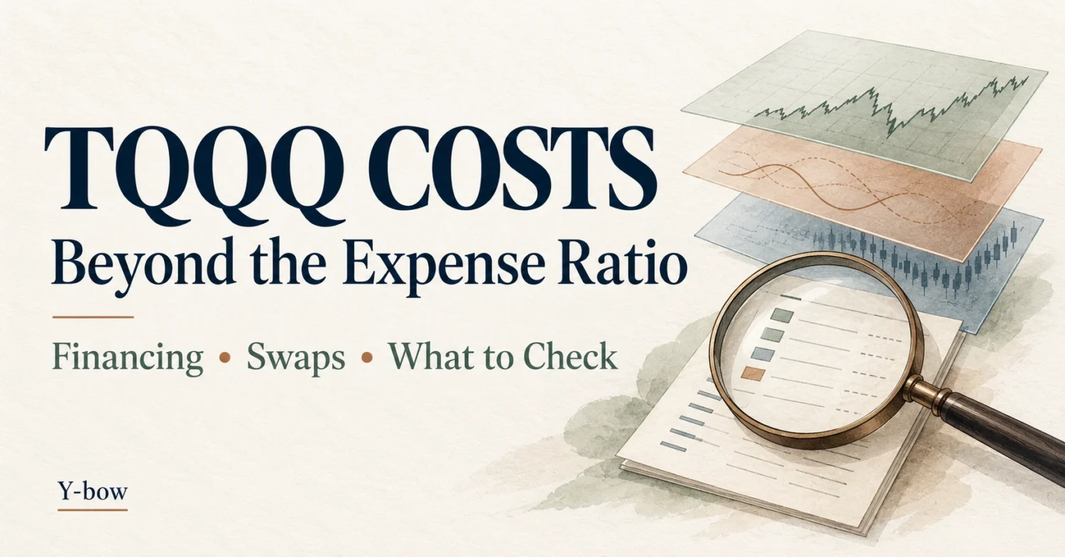 TQQQ costs beyond the expense ratio: financing, swaps and what to check. Conceptual illustration.