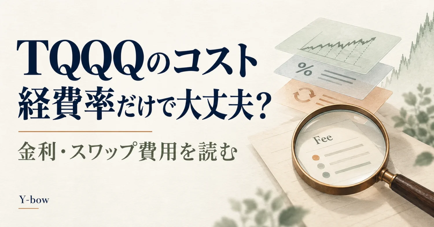 TQQQのコスト。経費率だけで大丈夫?金利・スワップ費用を読む。概念イラスト。