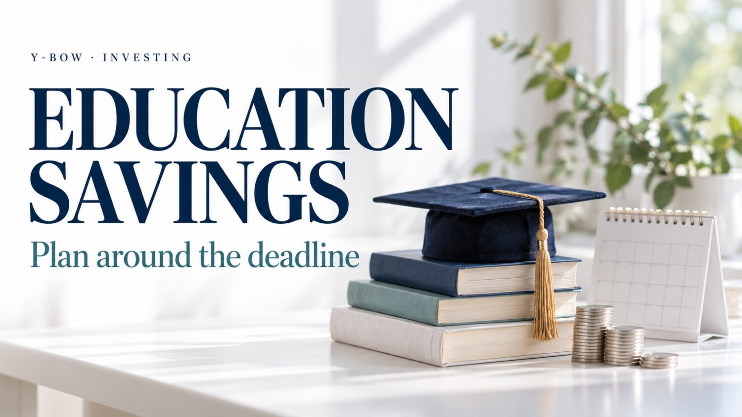EDUCATION SAVINGS: Plan around the deadline. Conceptual editorial illustration.