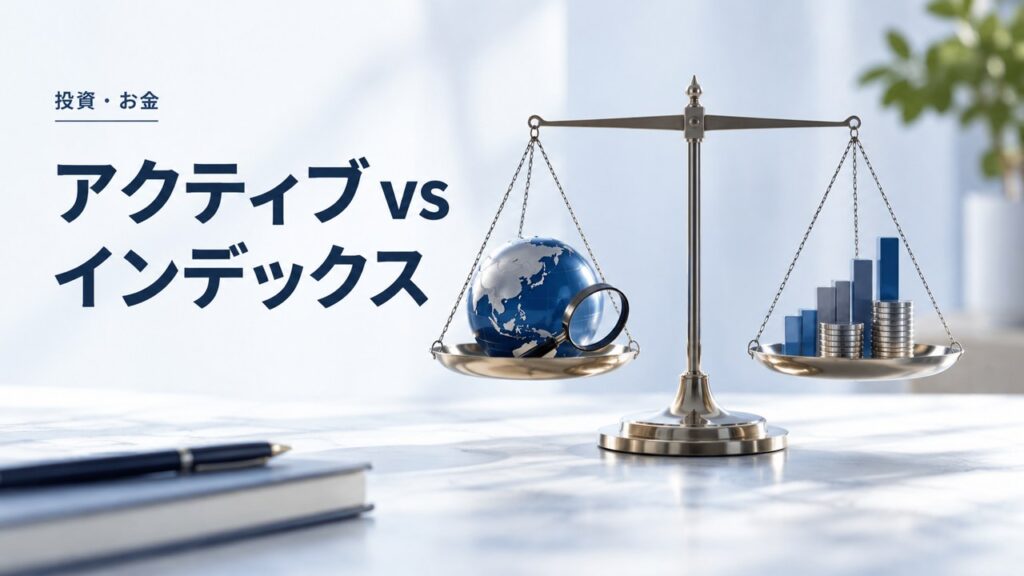 投資・お金：アクティブ vs インデックス 長きに渡る比較の議論に決着！を題材にしたイメージ