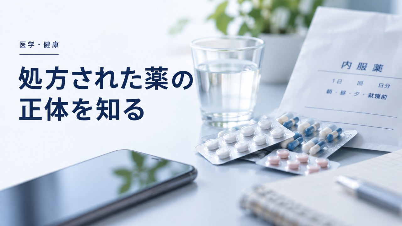 医学・健康:処方された薬が一体何者か、知る方法:危険も潜む自己判断を題材にしたイメージ