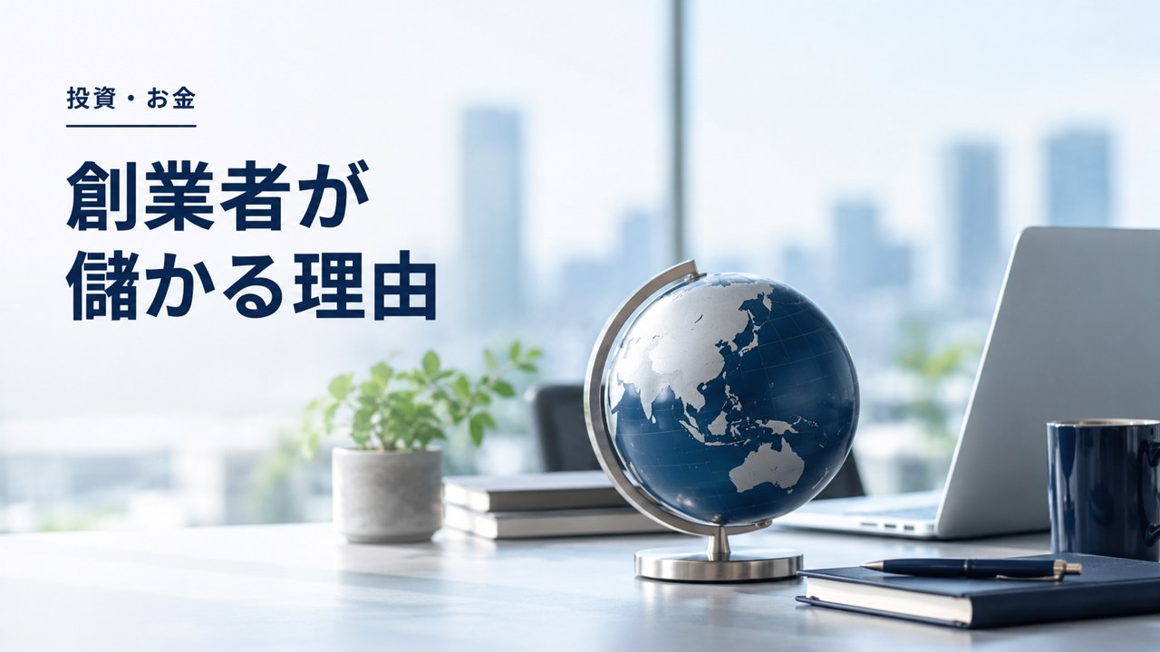 投資・お金:創業者が儲かる理由〜時間を掛けずにお金持ちになる方法〜を題材にしたイメージ