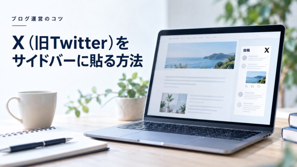 X（旧Twitter）をサイドバーに貼る方法を表すブログ運営のイメージ