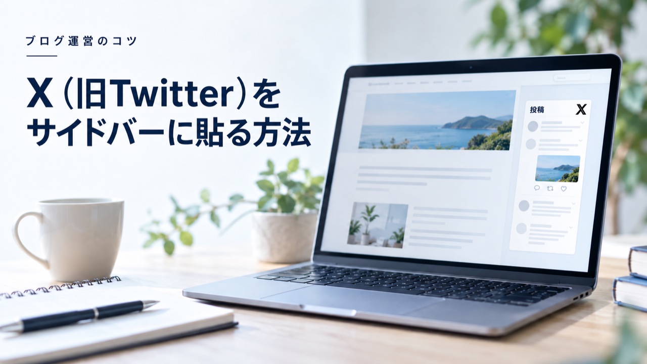 X（旧Twitter）をサイドバーに貼る方法を表すブログ運営のイメージ