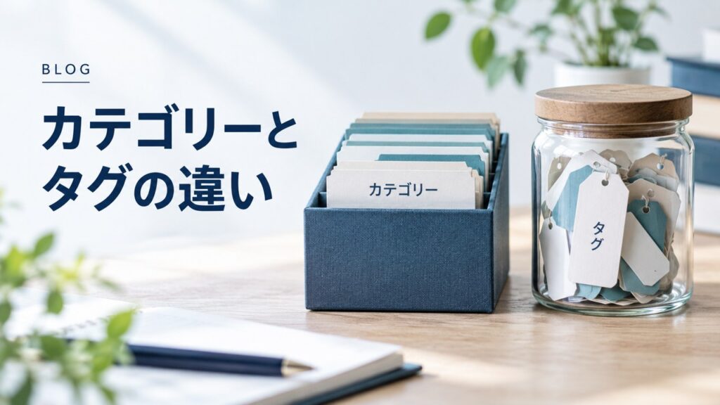 ブログ運営のコツ：【ブログ】カテゴリーとタグの違い〜使い分けと必要性を題材にしたイメージ