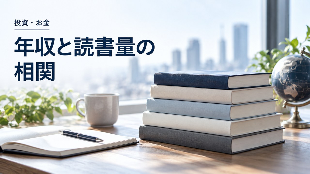 投資・お金:年収と読書量の相関:人生が変わる読むべき5冊と順番を題材にしたイメージ
