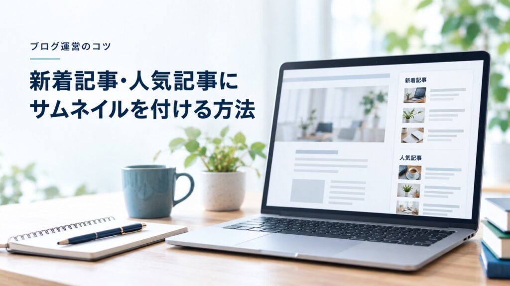ブログ運営のコツ：サイドバーの新着記事/人気記事にサムネイルを付ける方法を題材にしたイメージ