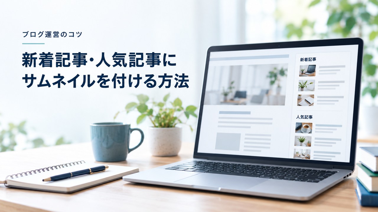 ブログ運営のコツ:サイドバーの新着記事/人気記事にサムネイルを付ける方法を題材にしたイメージ