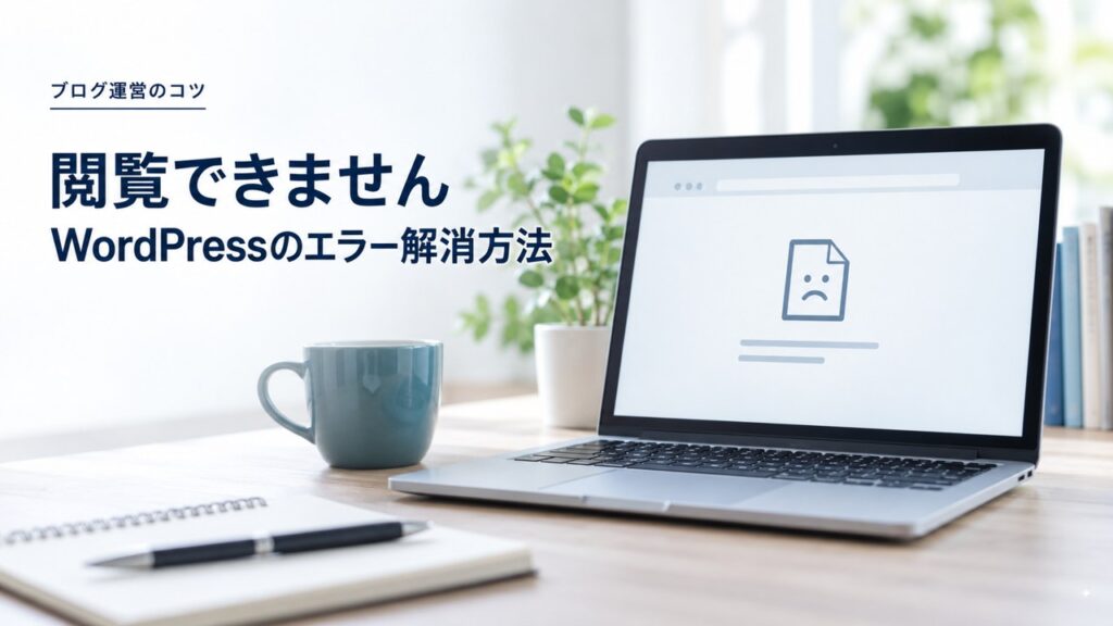 ブログ運営のコツ：閲覧できません: WordPressのエラー解消方法を題材にしたイメージ