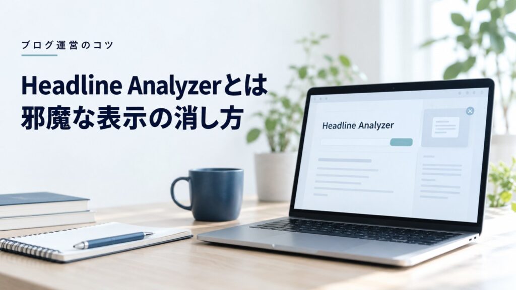 ブログ運営のコツ：Headline Analyzerとは：邪魔な表示の消し方を題材にしたイメージ