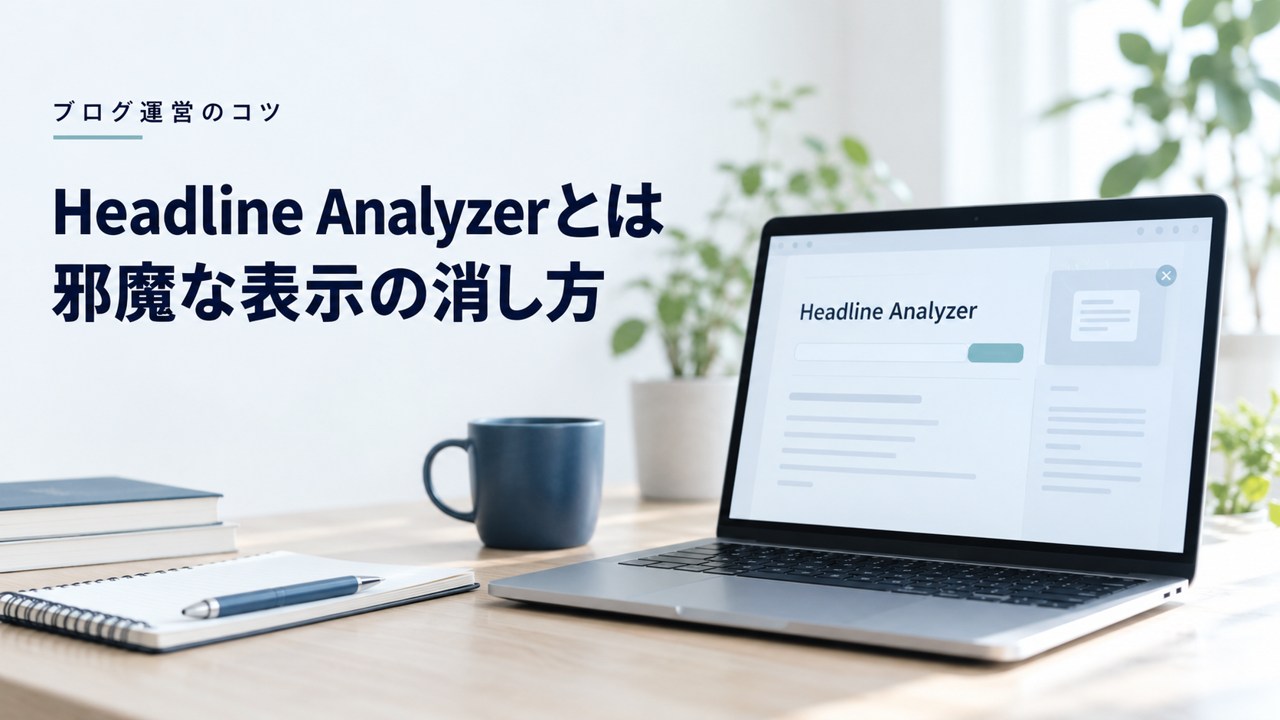 ブログ運営のコツ:Headline Analyzerとは:邪魔な表示の消し方を題材にしたイメージ