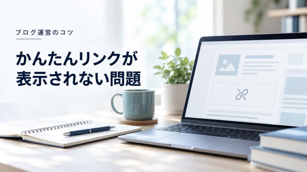 ブログ運営のコツ:かんたんリンクが表示されない問題を本質的に解決する方法を題材にしたイメージ