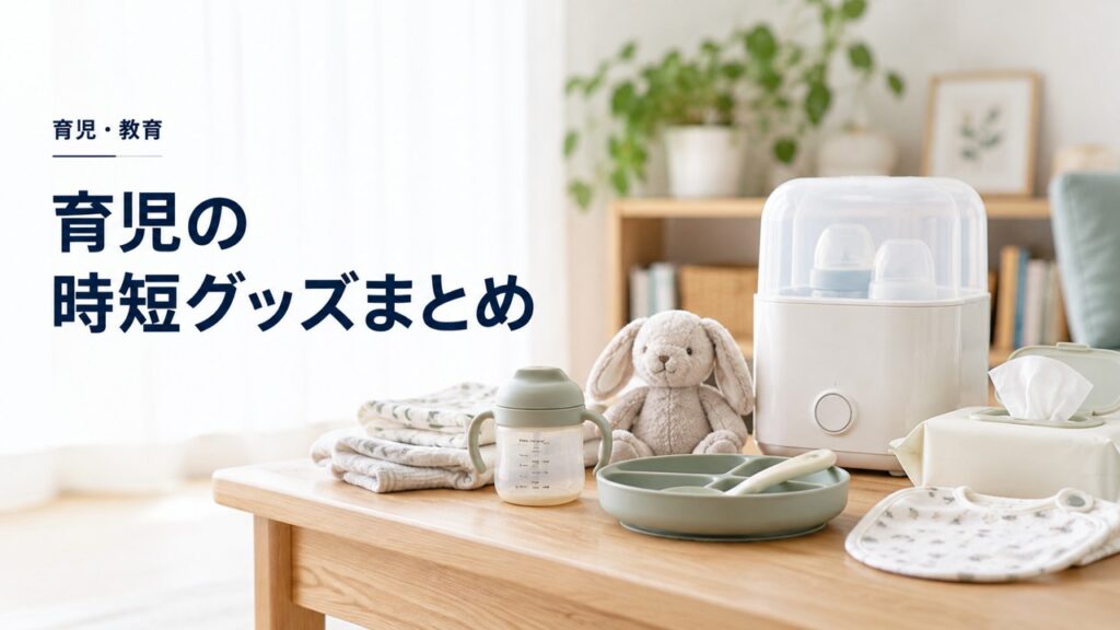 育児・教育：育児の時短グッズまとめ〜実際使って生活を快適にしてくれたアイテム達を題材にしたイメージ