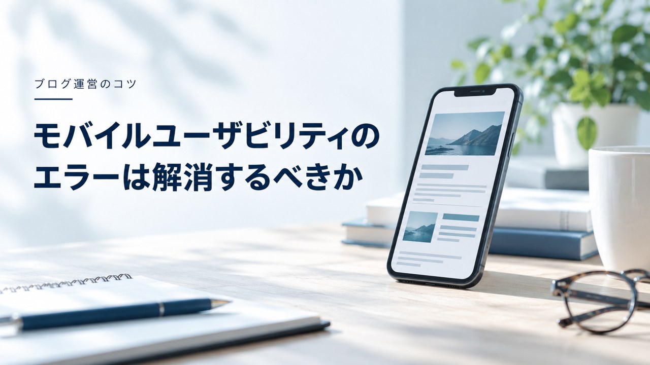 ブログ運営のコツ：モバイルユーザビリティのエラーは解消するべきか：具体例付きを題材にしたイメージ