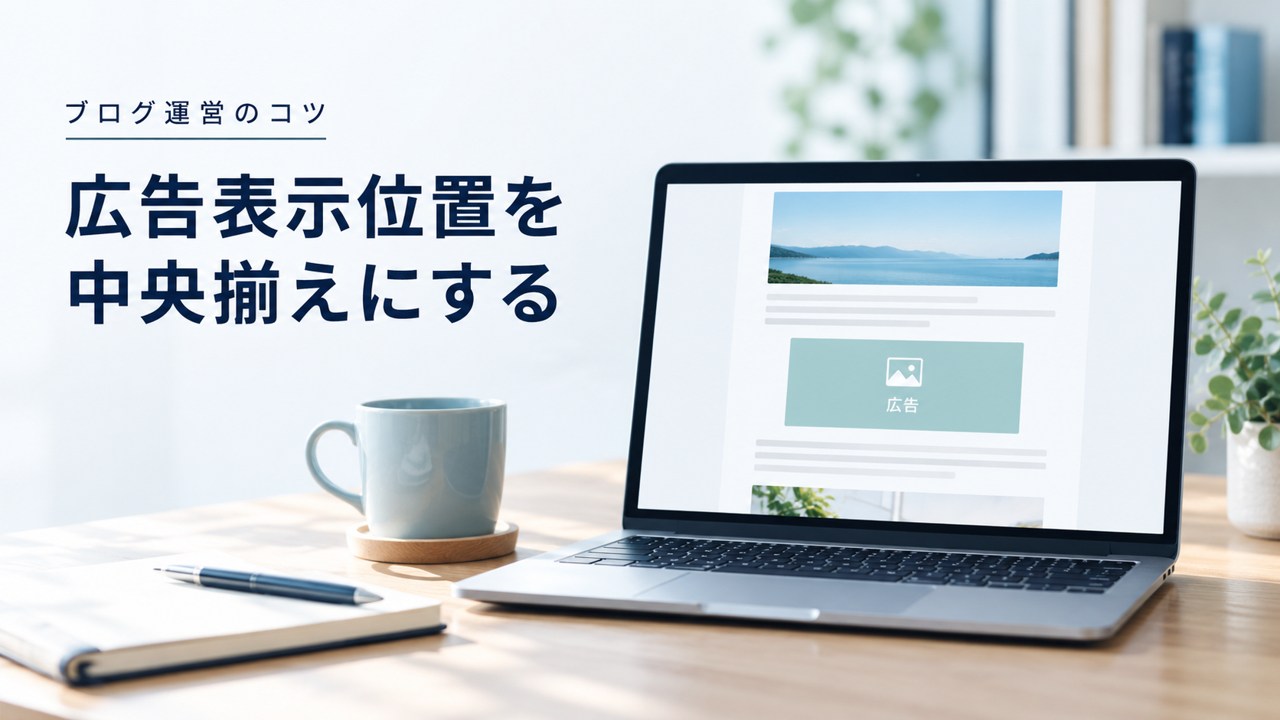 ブログ運営のコツ:見た目やクリック率を改善:ブログ広告表示位置を中央揃えにする方法を題材にしたイメージ