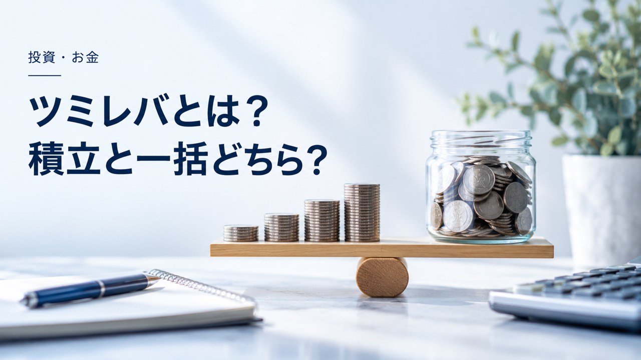 投資・お金：ツミレバとは？レバナスは積立と一括どちらが向いてる？を題材にしたイメージ
