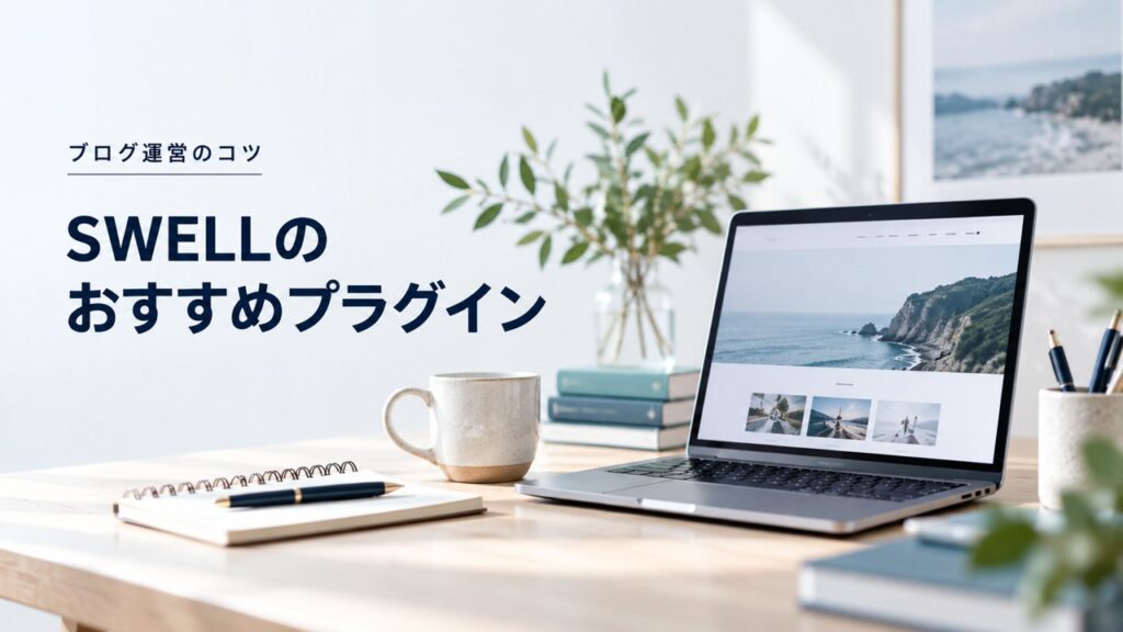 ブログ運営のコツ：SWELLおすすめプラグイン：稼ぐために必要な初心者向け厳選8選を題材にしたイメージ