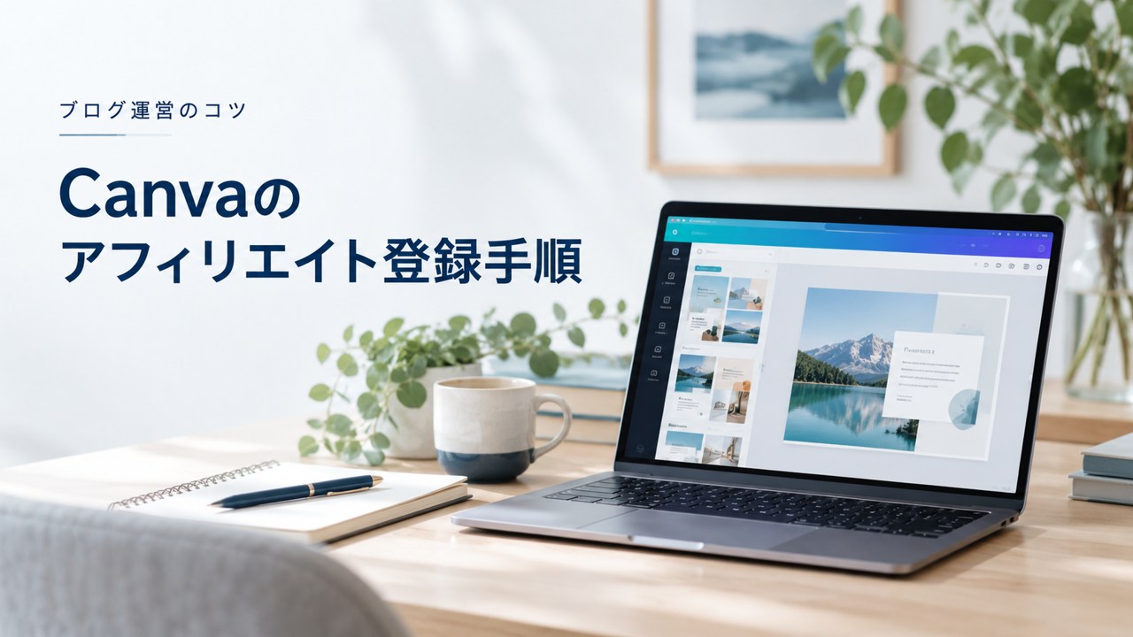 ブログ運営のコツ:Canva(画像/動画編集ツール)のアフィリエイト登録手順を題材にしたイメージ