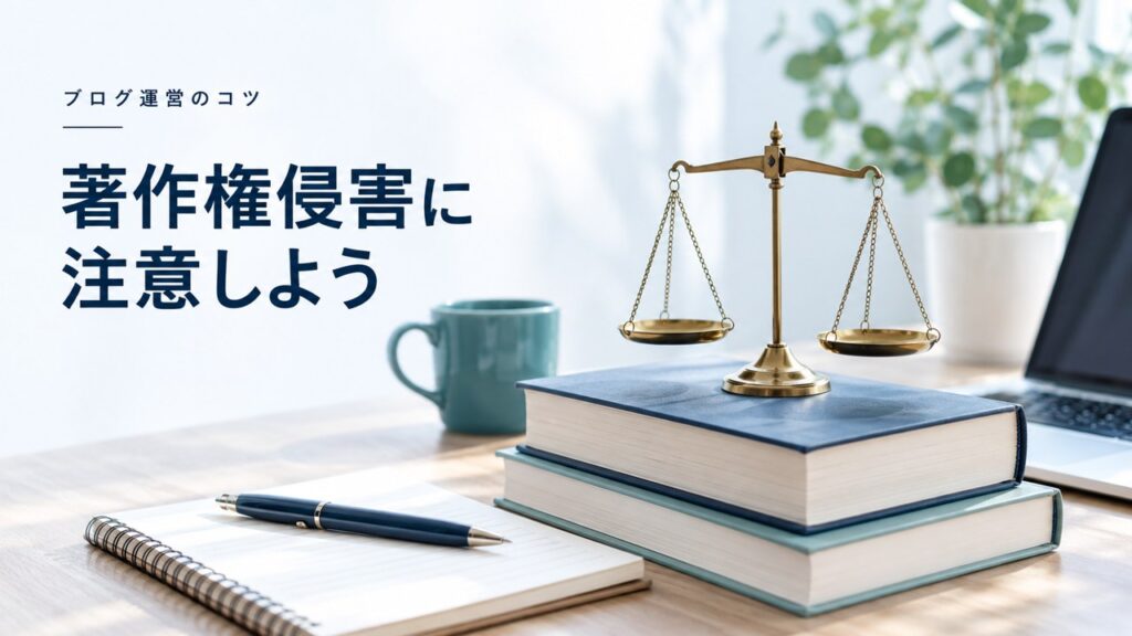 ブログ運営のコツ：【著作権侵害】ブログ記事に引用する際に注意しなければならないことを題材にしたイメージ