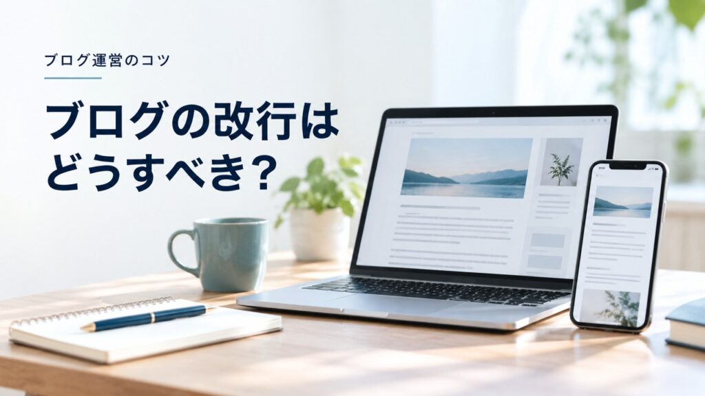 ブログ運営のコツ：ブログの改行はどうすべき？PCとスマホで良く読まれる記事が違うを題材にしたイメージ