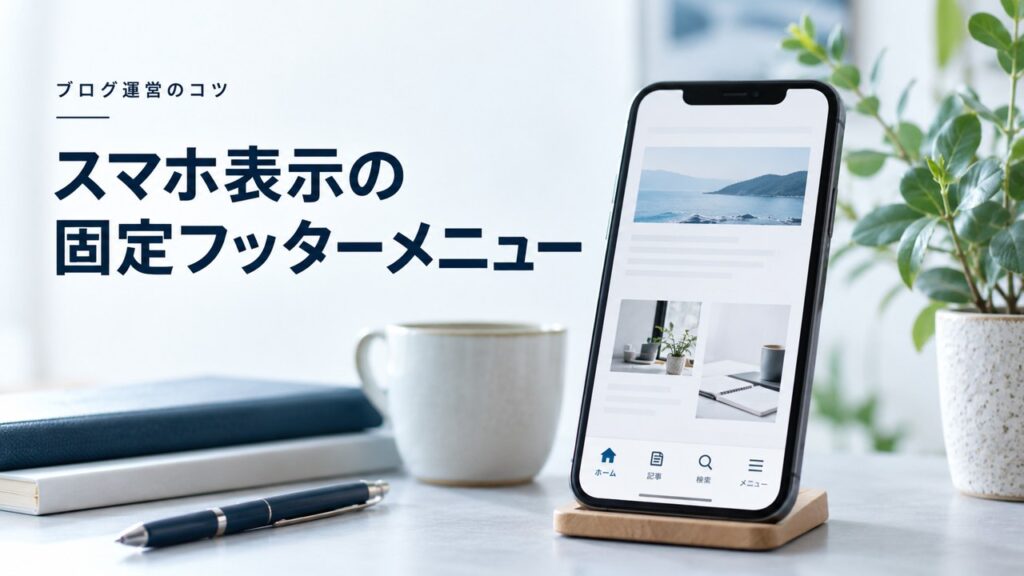 ブログ運営のコツ：【SWELL】スマホ表示の固定フッターメニューを表示する方法を題材にしたイメージ