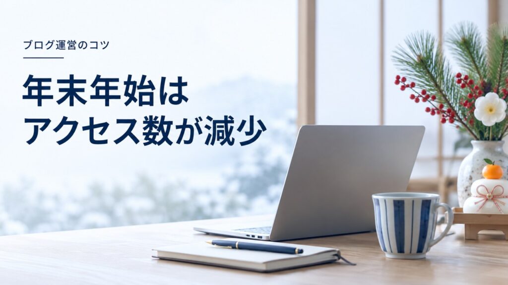 ブログ運営のコツ：年末年始にブログのアクセス数が減少するのは仕方がない現象を題材にしたイメージ