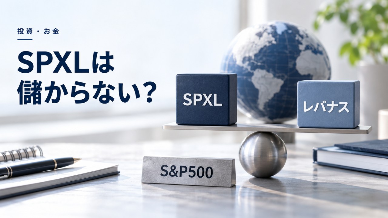 投資・お金:SPXLは儲からない?長期保有は?実はレバナスと互角のSP500を題材にしたイメージ
