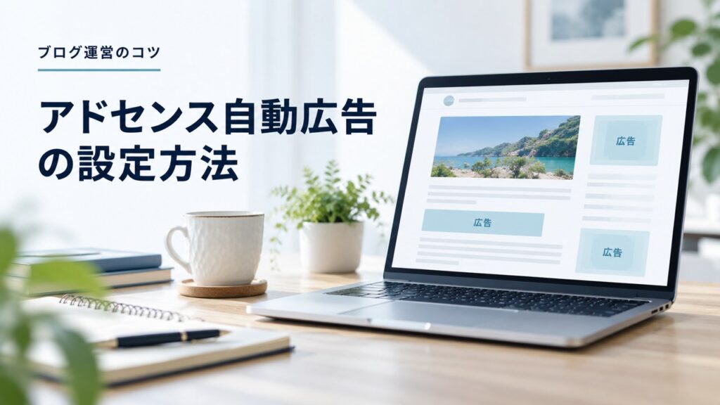 ブログ運営のコツ：アドセンス自動広告の設定方法と最適表示位置｜手動と併用がおすすめを題材にしたイメージ