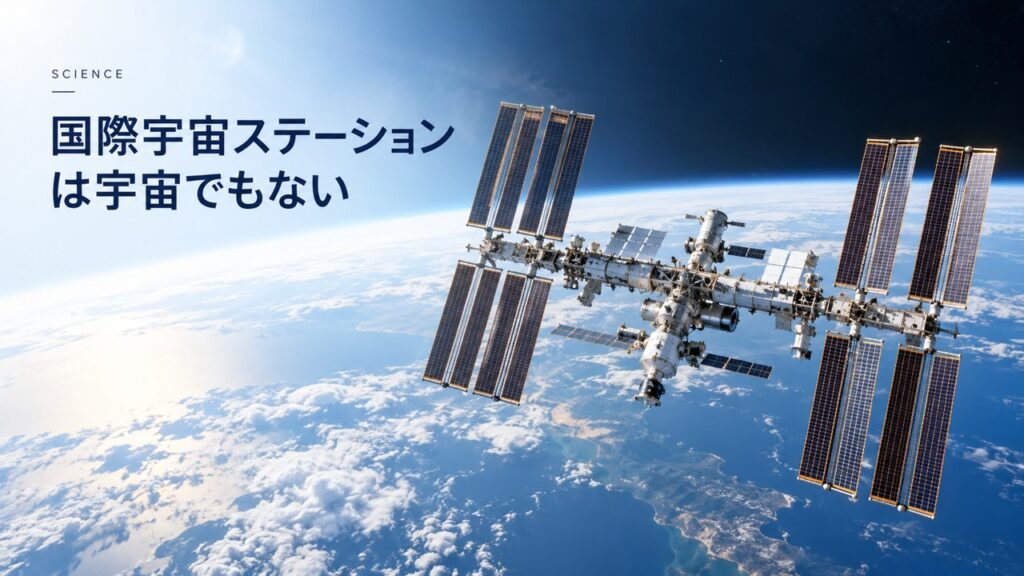 サイエンス：国際宇宙ステーションは宇宙でもなければ無重力でもない｜高度と速度を題材にしたイメージ