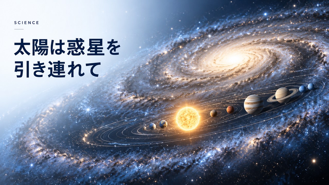 サイエンス：太陽は惑星を引き連れて銀河を公転している〜秒速230kmの旅路を題材にしたイメージ