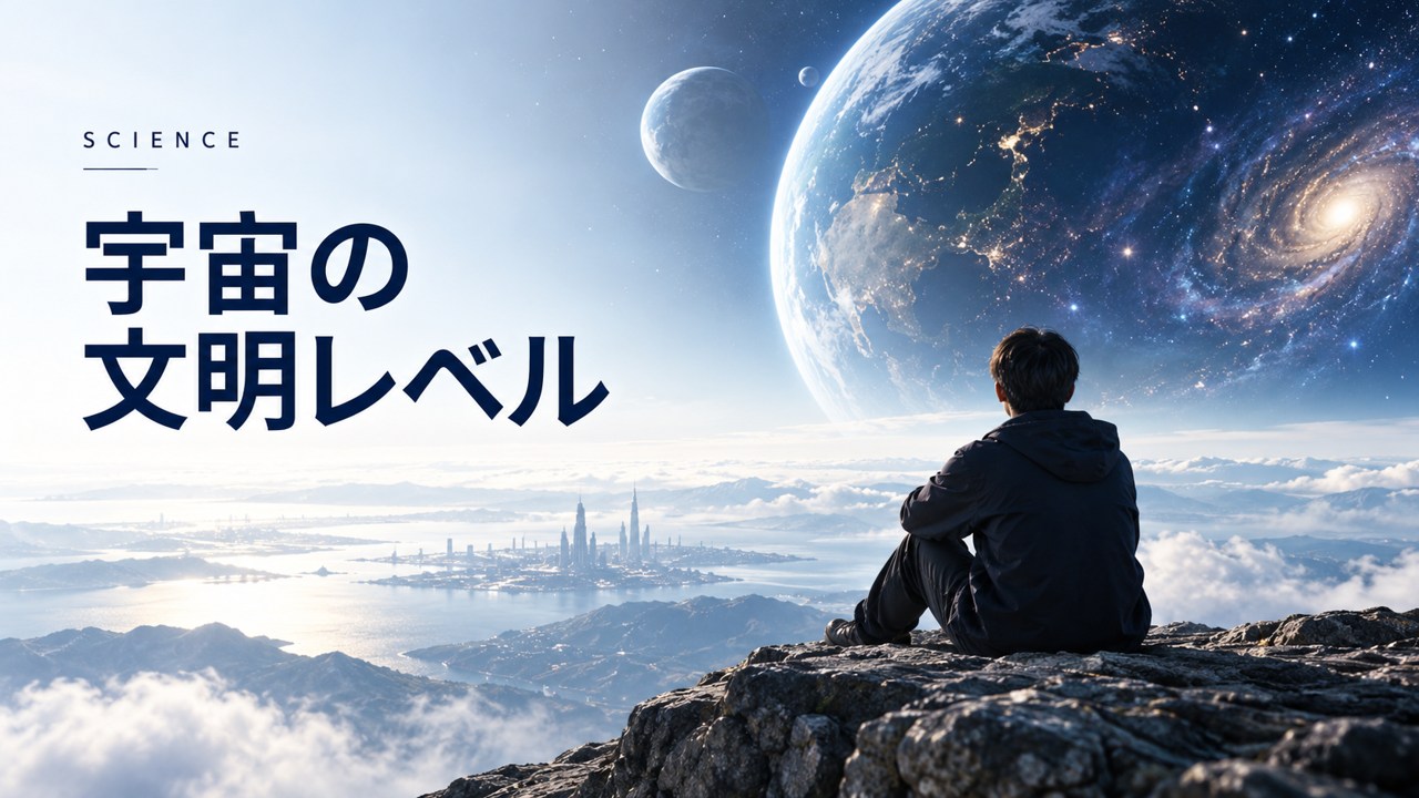 サイエンス:宇宙の文明レベルの分類〜人類を遥かに超越した存在(宇宙人はいるのか?)と人類の今後を題材にしたイメージ