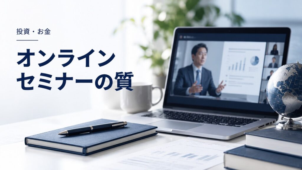 投資・お金：モンスターズマネー｜億越え投資家目線でみるオンラインセミナーの質を題材にしたイメージ