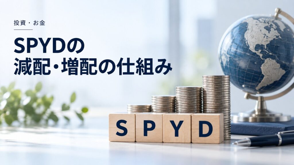 投資・お金：SPYD｜高配当ETFの減配・増配の仕組みを知って安心の長期投資を題材にしたイメージ