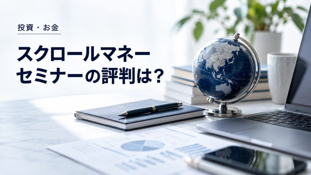 投資・お金：スクロールマネーセミナー｜評判は？怪しい？億越え投資家が見る品質を題材にしたイメージ