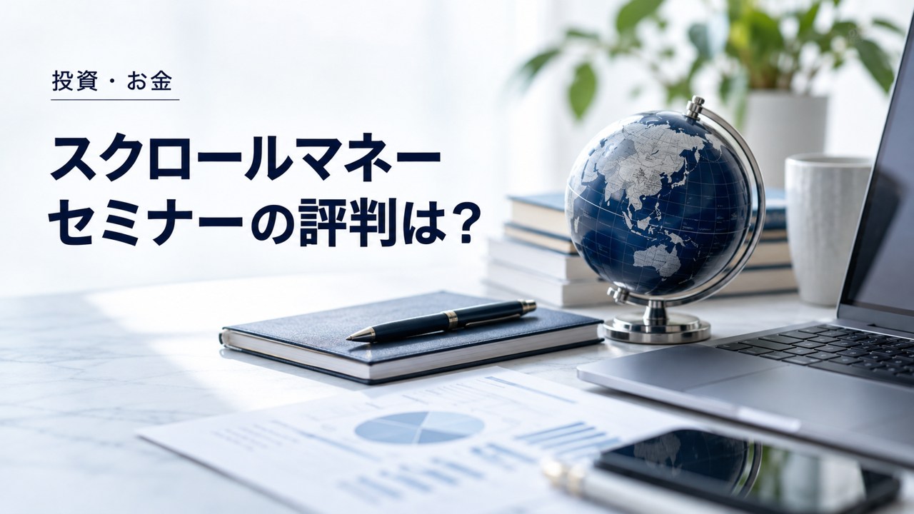 投資・お金:スクロールマネーセミナー|評判は?怪しい?億越え投資家が見る品質を題材にしたイメージ