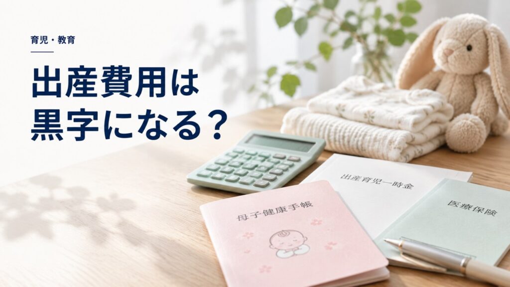 育児・教育：出産費用は結局黒字になる？忘れずに受けたい補助金と保険金を題材にしたイメージ