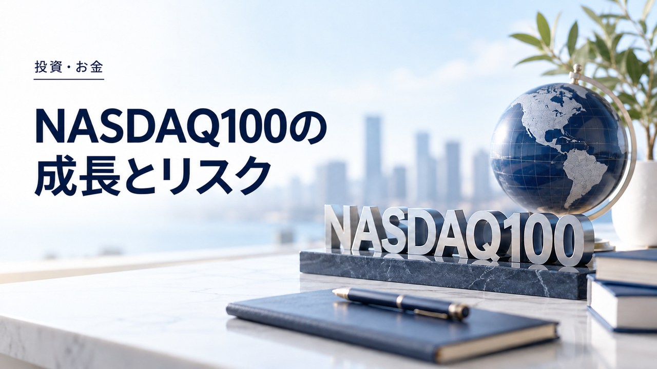 投資・お金：NASDAQ100｜今後もまだ上がり続ける納得の3つのポイントを題材にしたイメージ