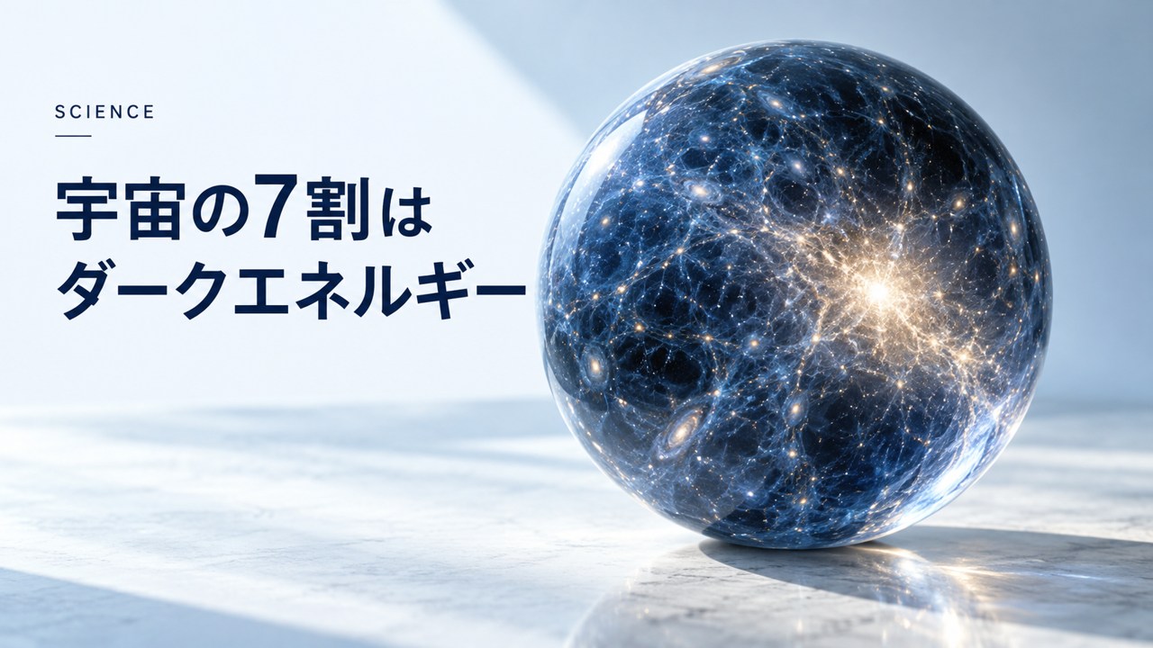 サイエンス:宇宙の7割はダークエネルギー|2割はダークマターで出来ているを題材にしたイメージ