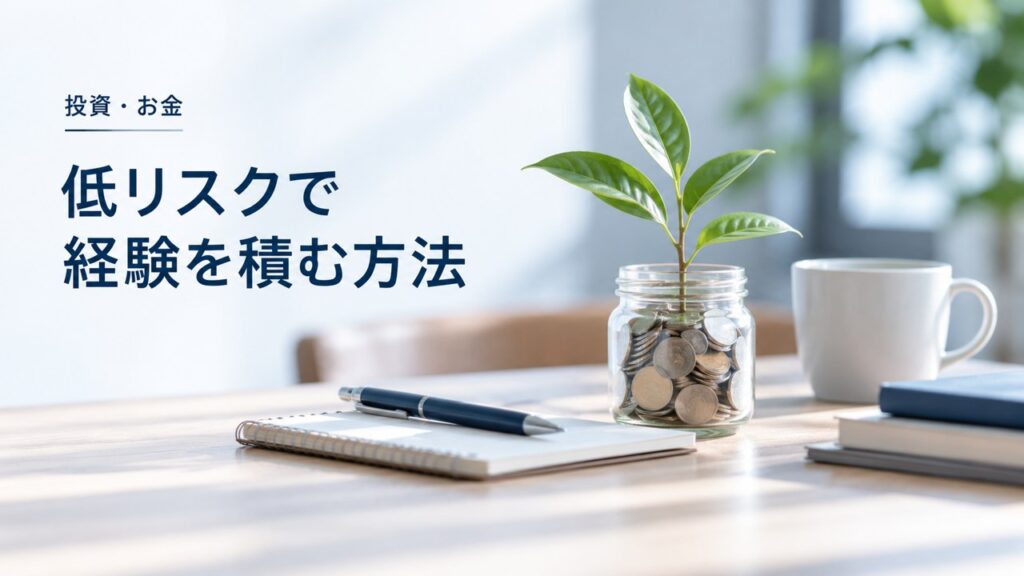 投資・お金：投資は不安！でも始めてみたい：低リスクで経験を積む方法を題材にしたイメージ