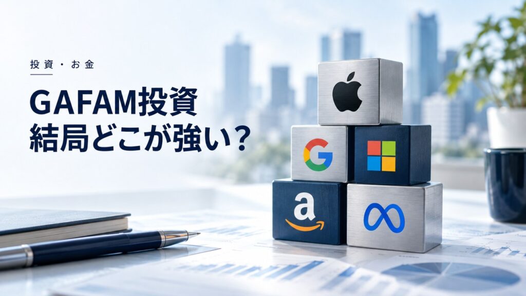 GAFAM投資：結局どこが強いの？株価の推移と今後についてを紹介するイメージ