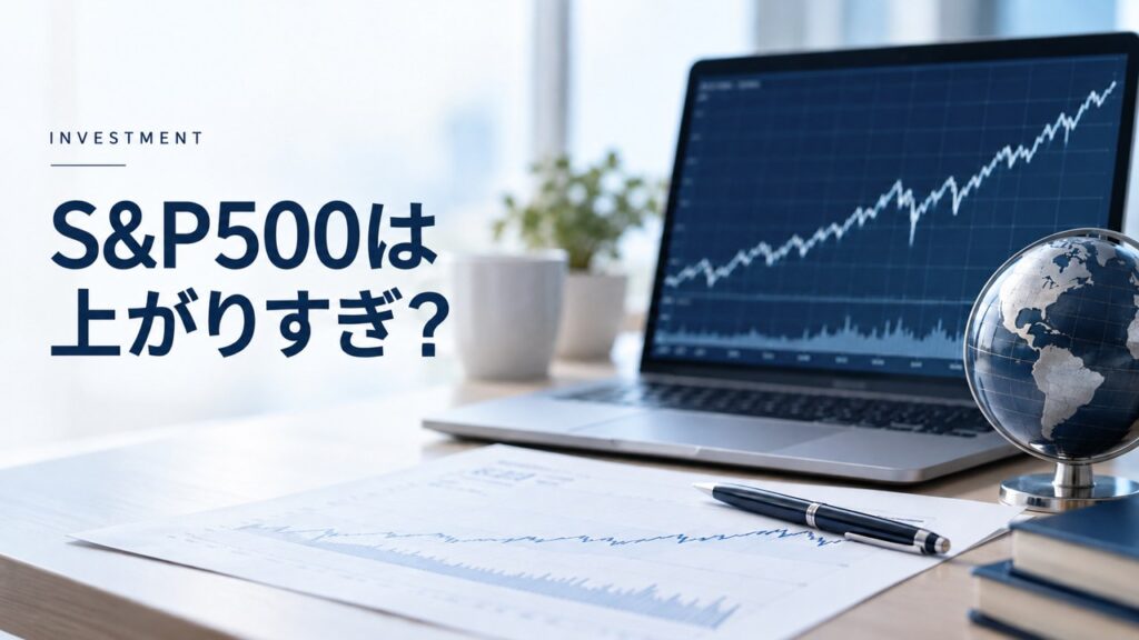 投資・お金：SP500は上がりすぎ？まだ上がる？対数チャートで確認を題材にしたイメージ