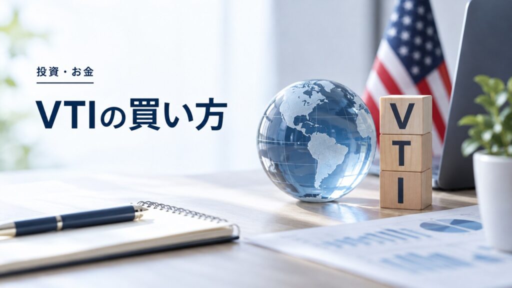 【投資初心者向け】VTIの買い方：米国株（小型、大型含む）に投資する方法を紹介するイメージ