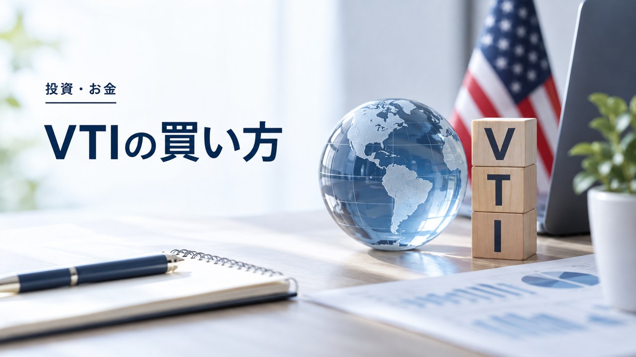 【投資初心者向け】VTIの買い方:米国株(小型、大型含む)に投資する方法を紹介するイメージ
