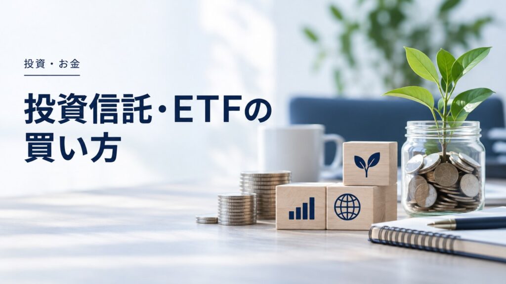 投資・お金：投資信託・ETFの買い方｜口座・NISA・注文前の確認を題材にしたイメージ