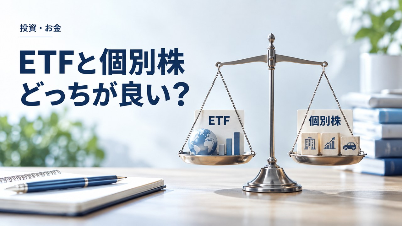ETFと個別株どっちが良いの?明確な答えを理由と共に解説を紹介するイメージ