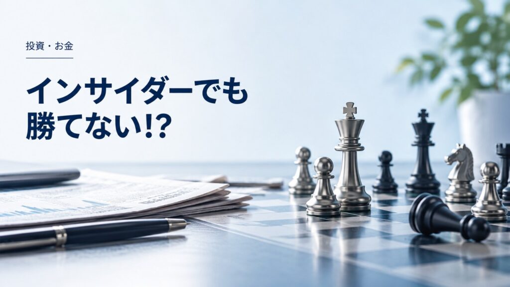 投資・お金：インサイダーすれすれでも勝てない！？個別投資先を決めることのナンセンスを題材にしたイメージ