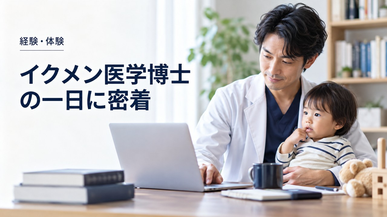 経験・体験:イクメン医学博士の一日に密着〜身体が資本の育児と仕事を題材にしたイメージ