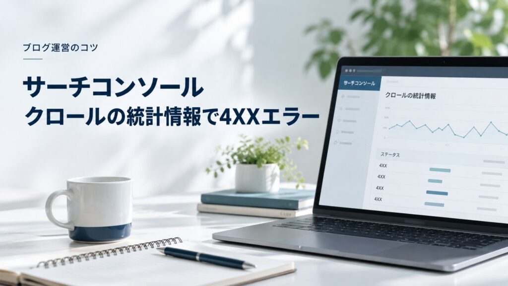 【SWELL】サーチコンソール：クロールの統計情報で4XXエラーを紹介するイメージ