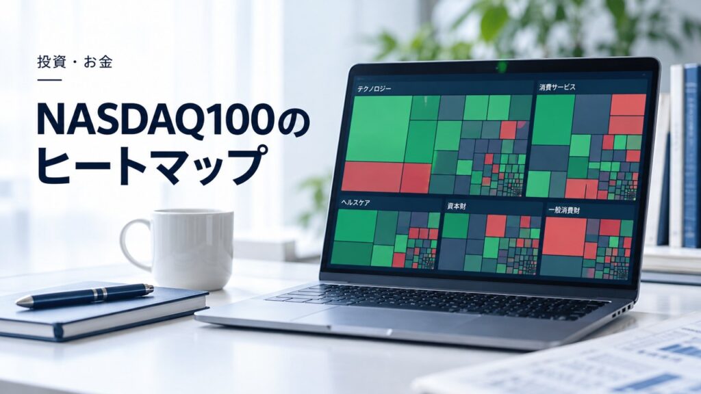 NASDAQ100のヒートマップ｜お得な銘柄を探し出す方法を紹介するイメージ