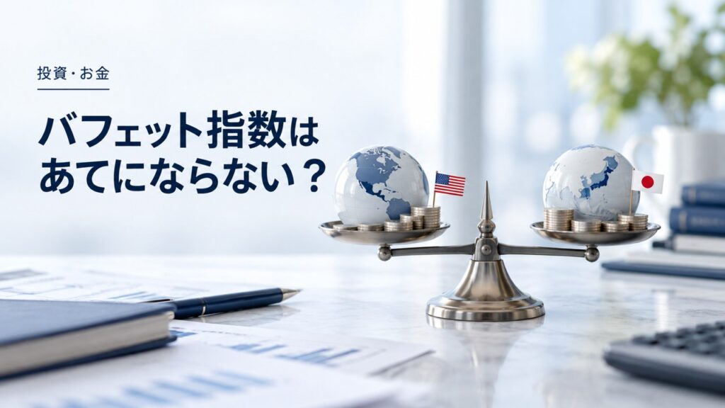 米国や日本のバフェット指数（時価総額/GDP比）はあてにならない？を紹介するイメージ